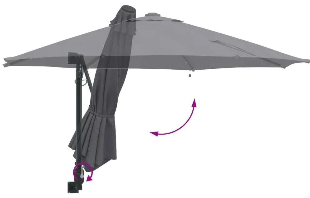 Fali napernyő LED-del Antracit 248 cm