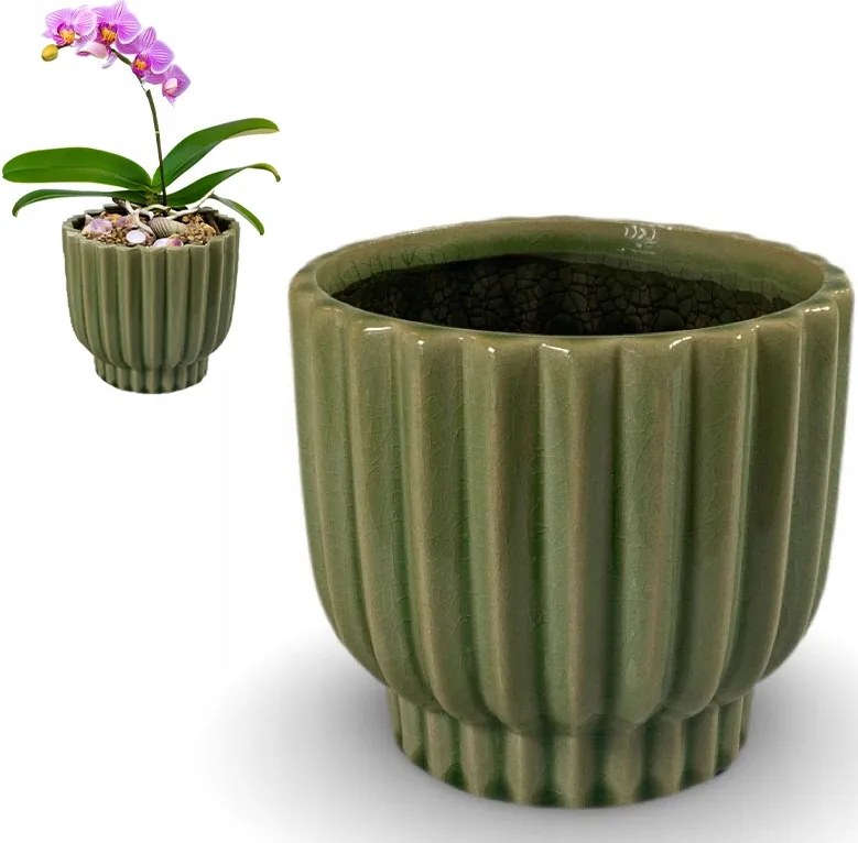 Virágtartó Fedél Zöld 14cm erkélyre teraszra nappaliba virágcserép