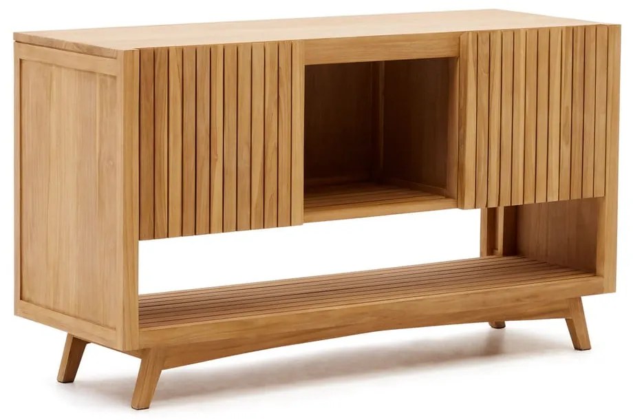 Natúr színű alacsony teakfa mosdó alatti szekrény 140x80 cm Kuveni – Kave Home