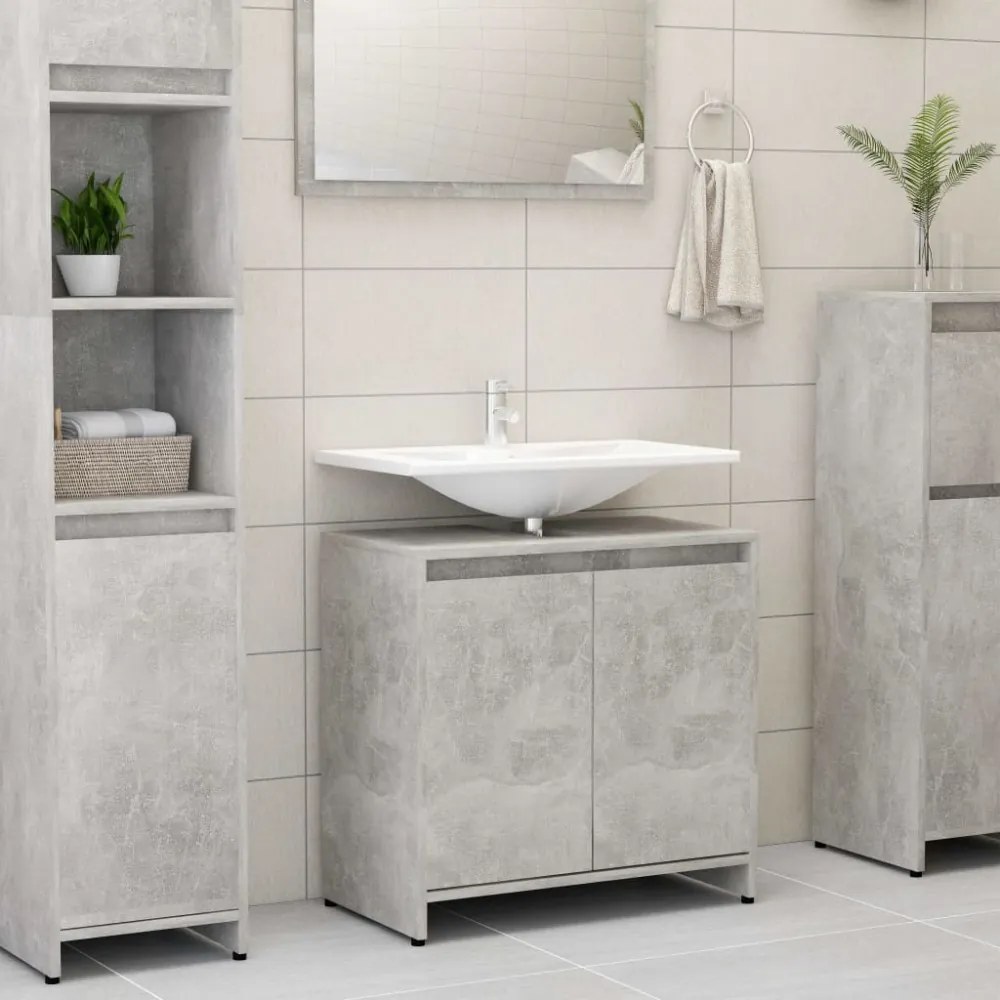 betonszürke szerelt fa fürdőszobaszekrény 60 x 33 x 61 cm