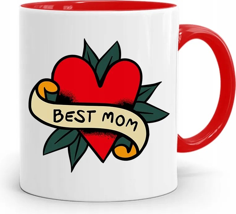 Piros Bögre Ajándék Anyukáknak Best Mom nyomott mintával