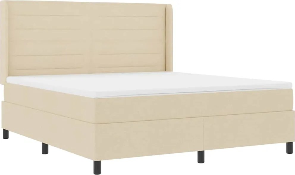 vidaXL LED Box Spring Ágy matracmal Krém 180 x 200 cm szövet
