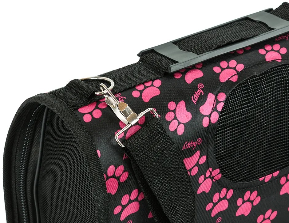 Szállítótáska kutya/macskának FURGO XL, fekete-rózsaszín