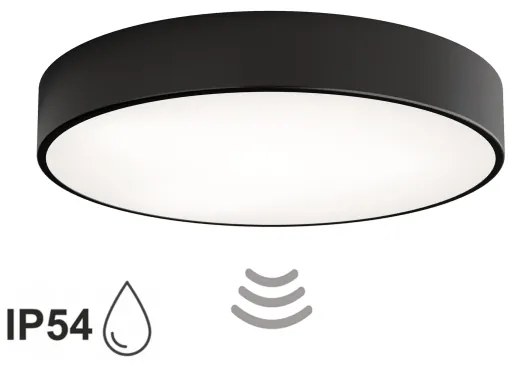 Fürdőszobai mennyezeti lámpa szenzorral CLEO 4xE27/24W/230V Ø 50 cm IP54 fekete