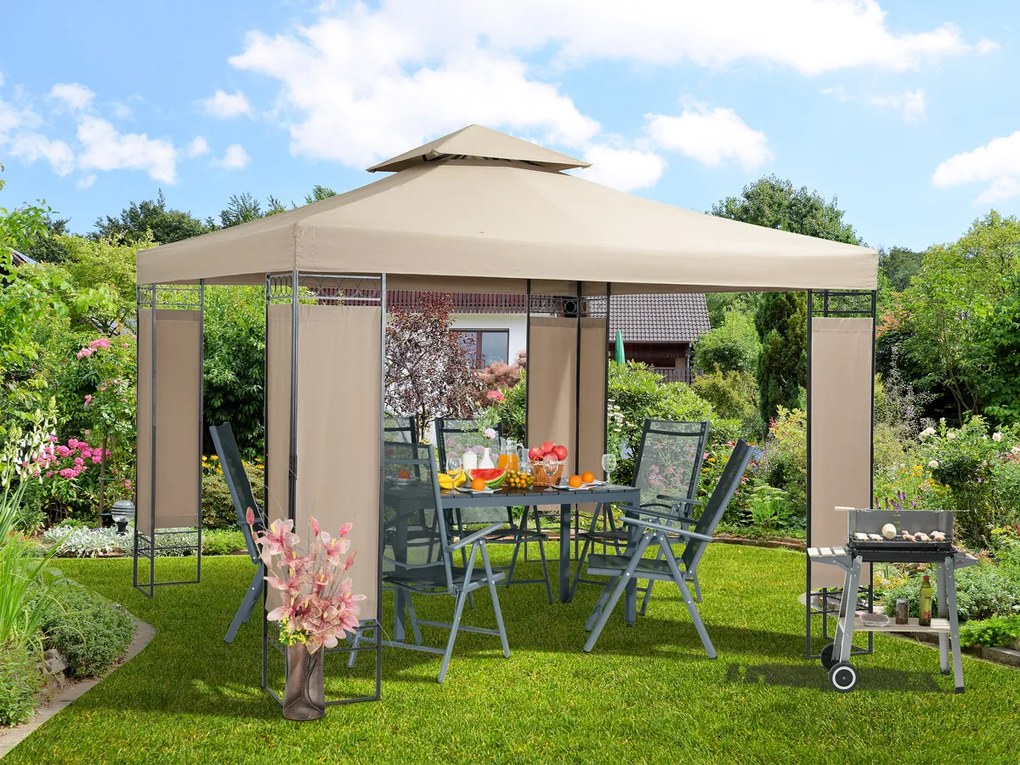 Casaria® Lorca kerti pavilon 3x3 m - taupe