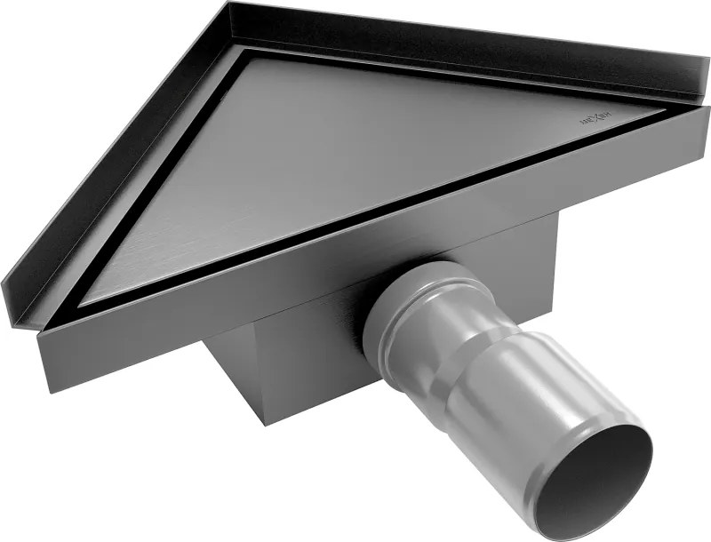 Mexen Flat-T M13 háromszögletű padlóösszefolyó 20 x 20 cm, sötétszürke kefélt - 1E10320