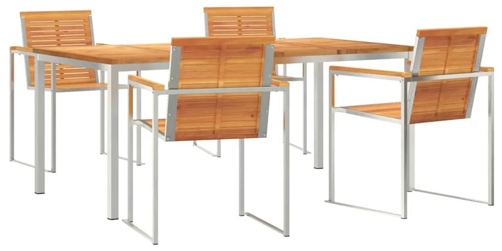 vidaXL Kert étkező szett 5 pcs Barna Tömör Akácfa