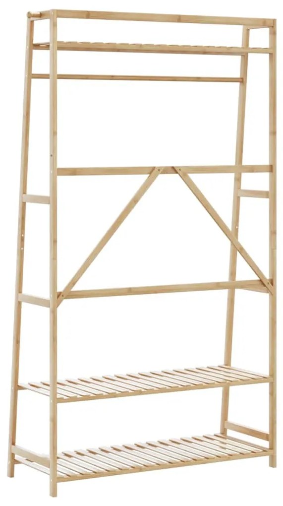 bambusz ruhaállvány polcokkal 110x40x180 cm