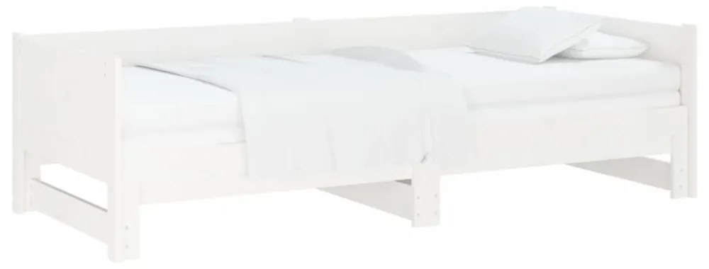 fehér tömör fenyőfa kihúzható kanapéágy 2x(90x190) cm