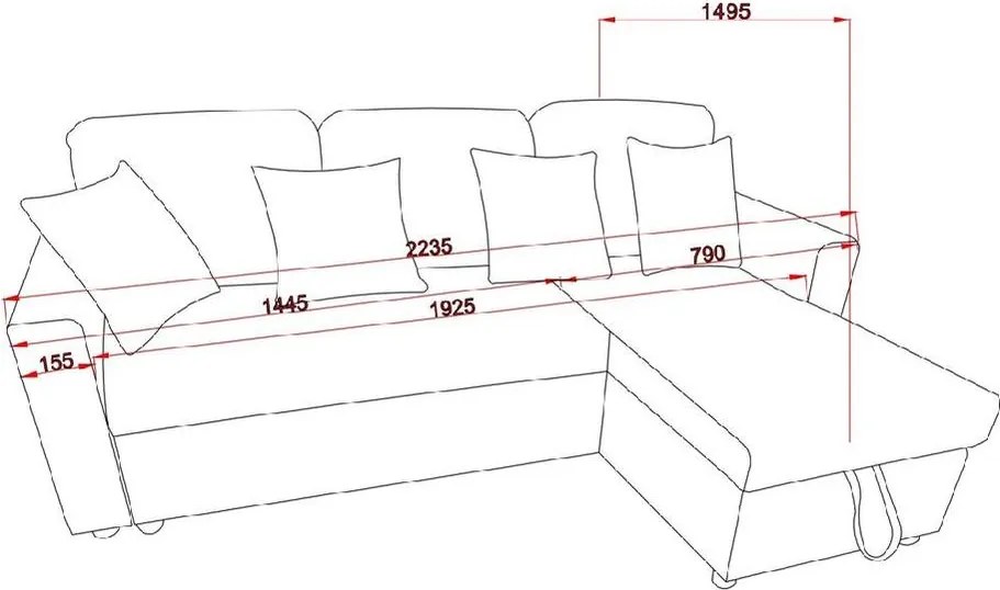 Catini KIMBERLAND kihúzható sarok ülőgarnitúra tárolóhellyel