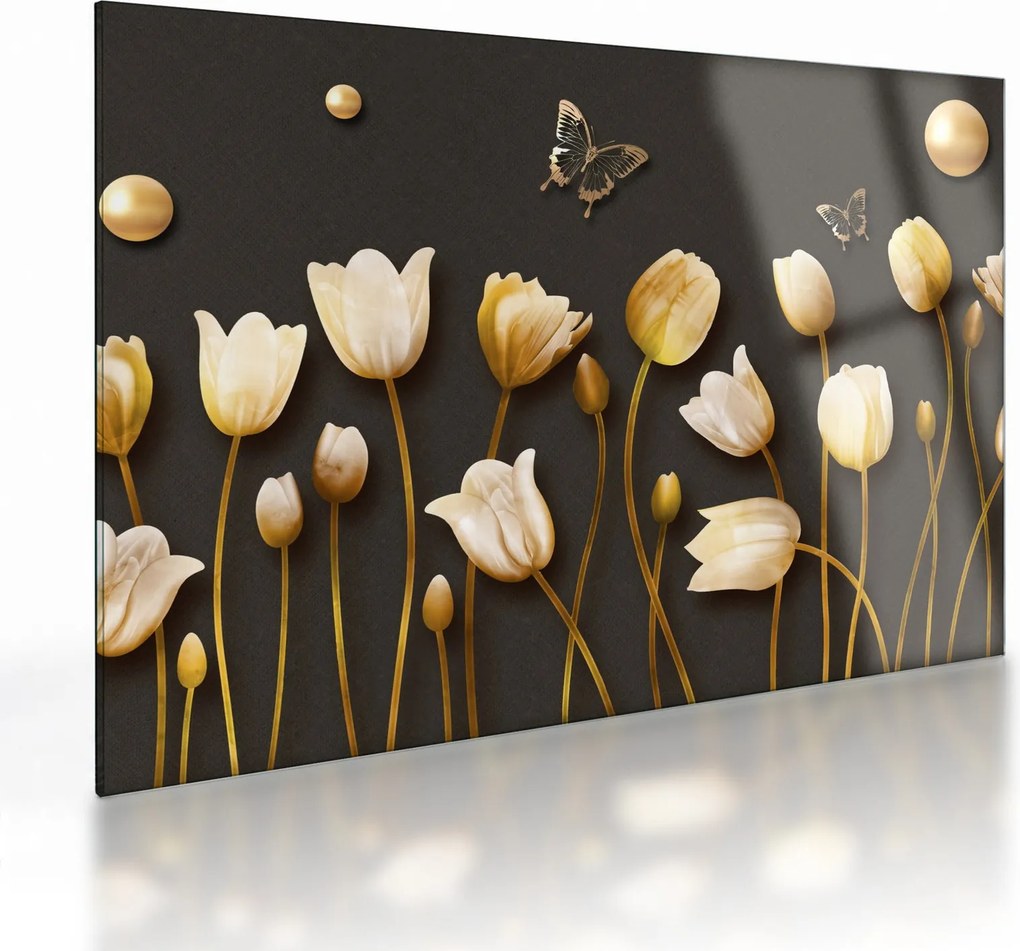 Kép - Tulipánok - absztrakt (üvegen) (70x50 cm)