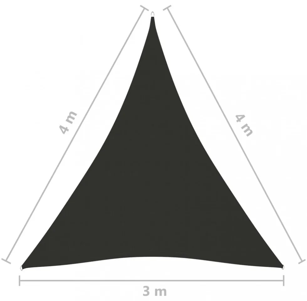 antracitszürke háromszögű oxford-szövet napvitorla 3 x 4 x 4 m