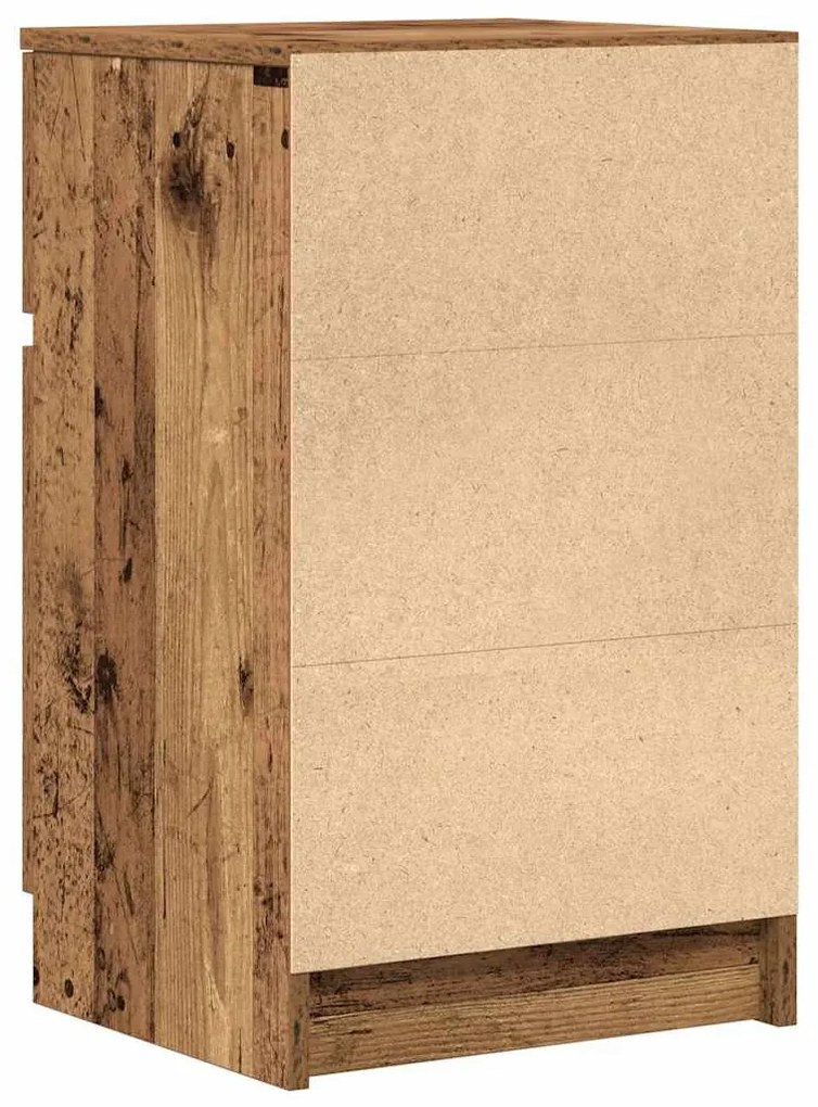 2 db antik fa színű szerelt fa éjjeliszekrény 39x35x65 cm