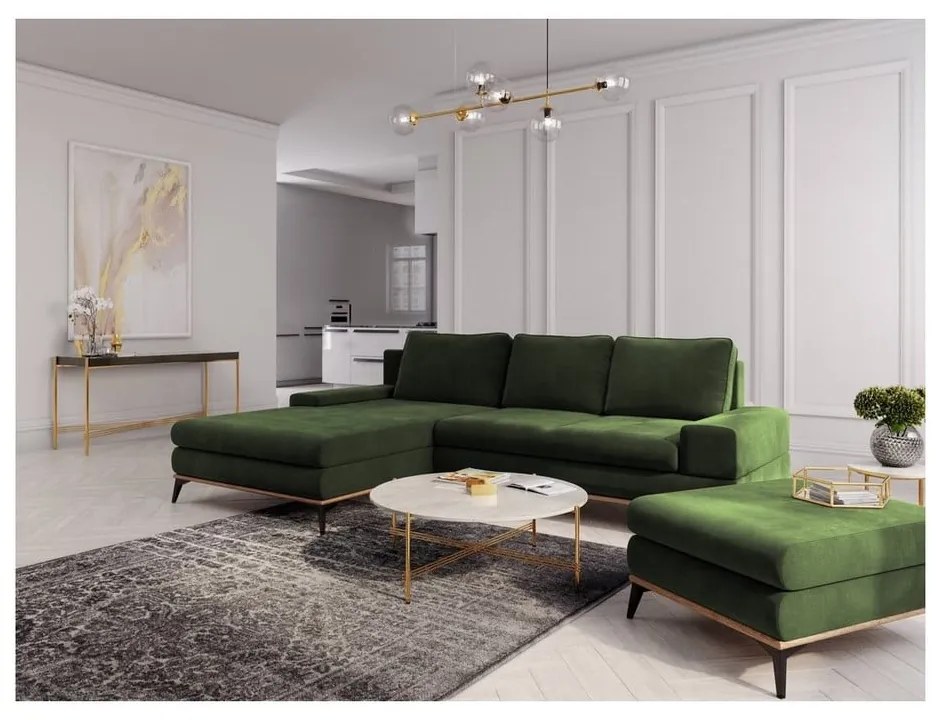 Planet palackzöld kinyitható sarokkanapé, bal oldali - Windsor &amp; Co Sofas