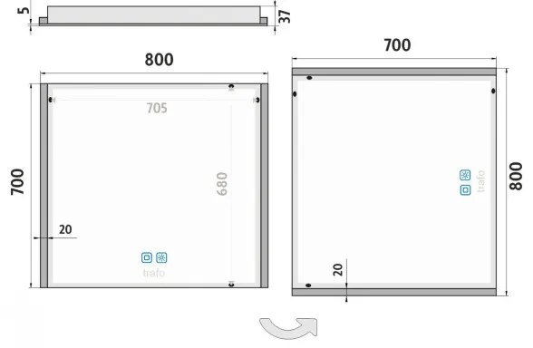 NIMCO ZP 11003VX - LED háttérvilágítású fürdőszobai tükör 3000-6500K 70x80 cm IP44