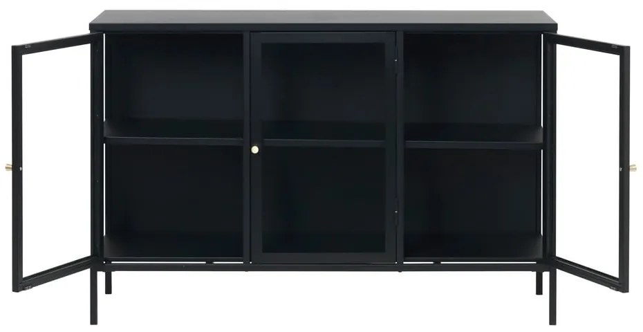 Fekete fém tálalószekrény 132x85 cm Carmel – Unique Furniture