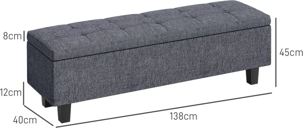 Tárolópad lenvászon hatású kivitelben, gumifa lábakkal, nappaliba, hálószobába, előszobába, sötétszürke