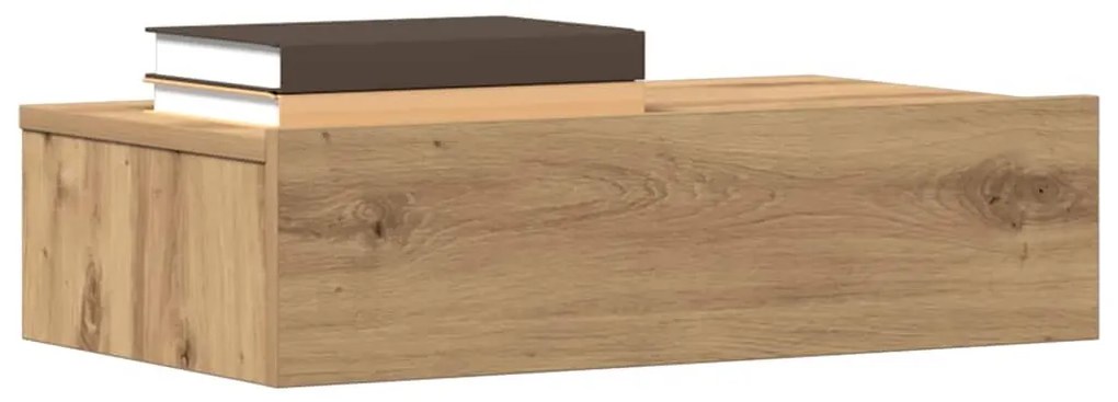 kézműves tölgy színű szerelt fa éjjeliszekrény 60x35 cm