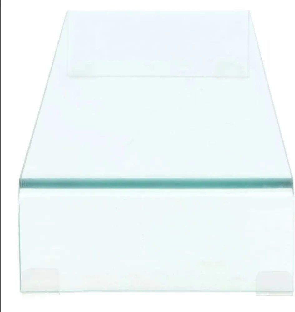 Átlátszó üveg TV/monitor állvány 100x30x13 cm