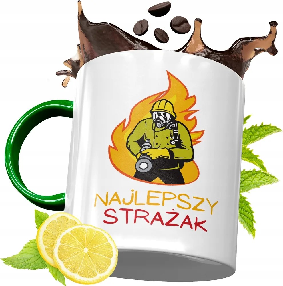 Zöld Bögre Tűzoltónak Tökéletes Ajándék fényképes nyomtatással