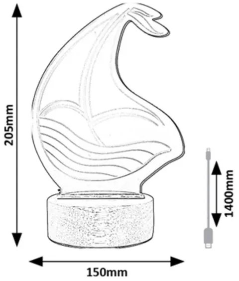 Rabalux 76001 - AKALI LED gyerek asztali lámpa 2W 5V 3000K bükk hajó