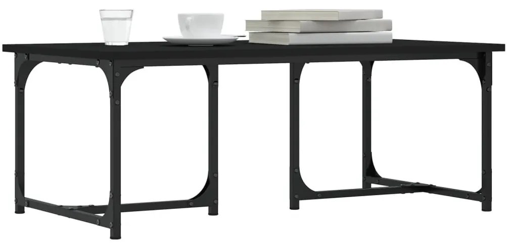 Fekete szerelt fa dohányzóasztal 90x50x35 cm