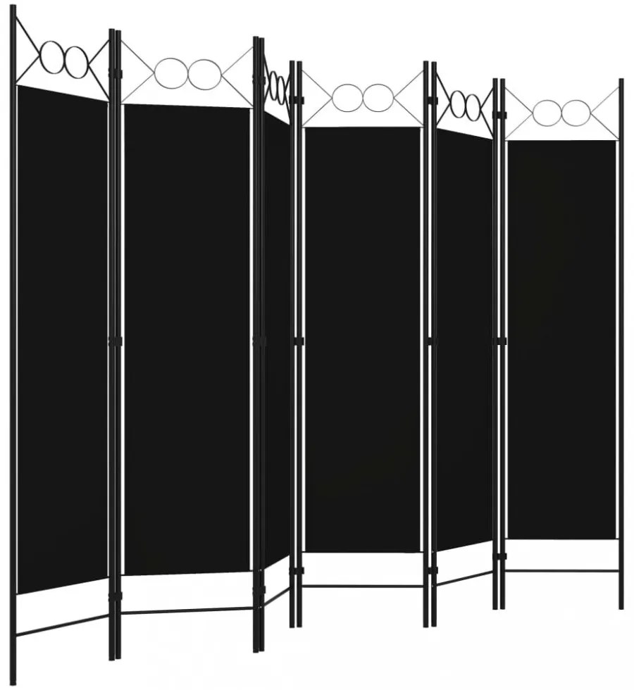 fekete 6 paneles paraván 240 x 180 cm