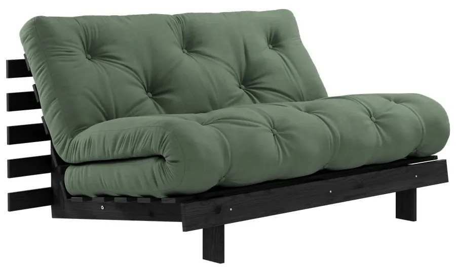 Zöld kinyitható kanapé 140 cm Roots Black Night – Karup Design
