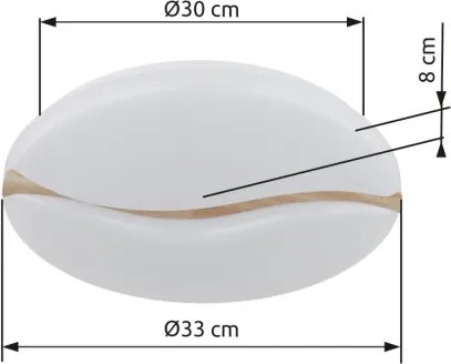 Globo 41790-18 Mennyezeti lámpa, fém fehér, műanyag fehér, fa barna, több szint fali kapcsolóval, színek rögzíthetők, memória funkció, ø: 330mm, M: 70mm, tartozék: LED 24W 230V, 2860lm forrás, 1910lm kimenet, CCT 3000/6000/4200K