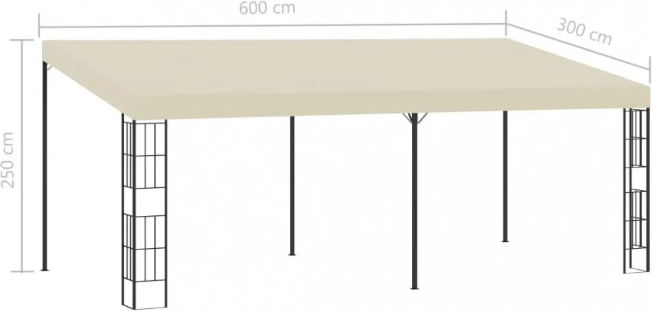 krémszínű falra szerelhető szövetpavilon 3 x 6 m