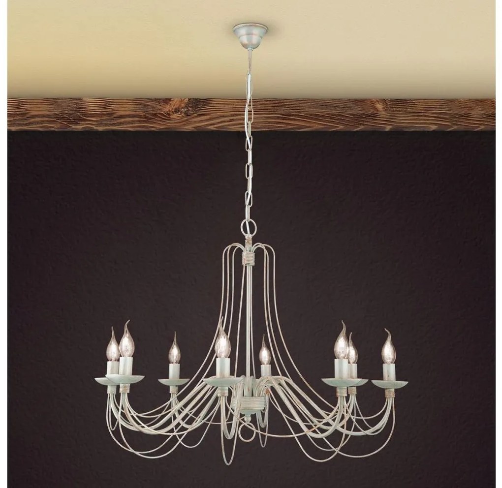 Orion LU 1531/8 - Csillár láncon VELA 8xE14/40W/230V átm. 80 cm fehér/arany/patinás