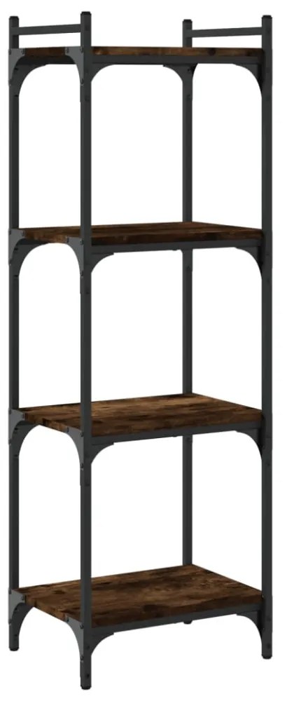 4 szintes füstös tölgy szerelt fa könyvespolc 40 x 30 x 120 cm