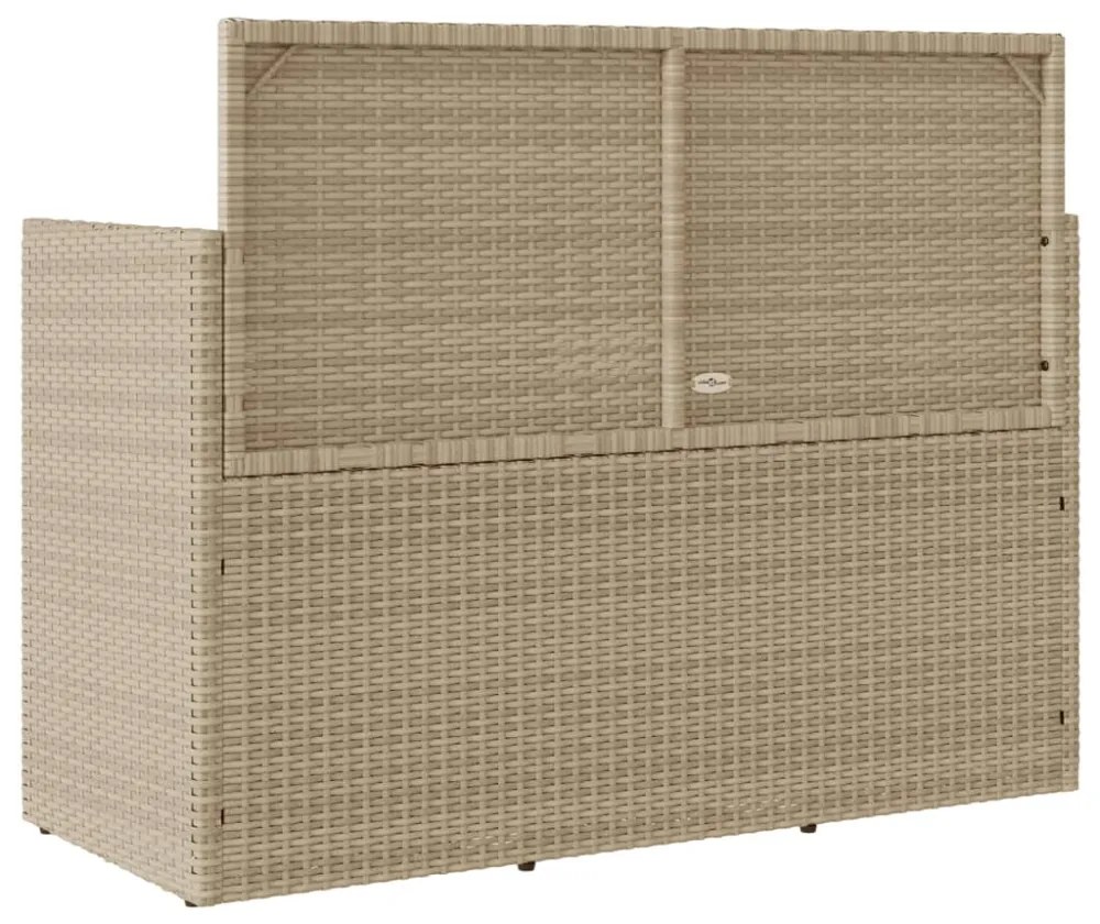 bézs polyrattan kerti pad párnákkal