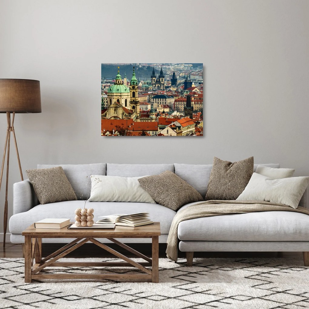 Kép - Prágai panoráma (üvegen) (70x50 cm)