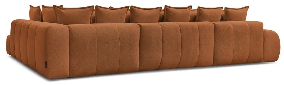 Terrakotta színű zsenília kinyitható-tárolóhelyes sarokkanapé (jobb oldali-U alakú) Everest – Bobochic Paris