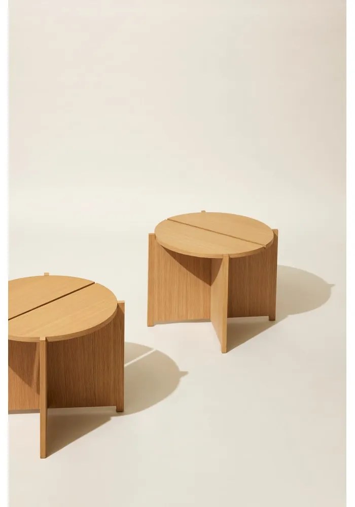 Kerek tárolóasztal tölgyfa dekorral ø 55 cm Dash – Hübsch