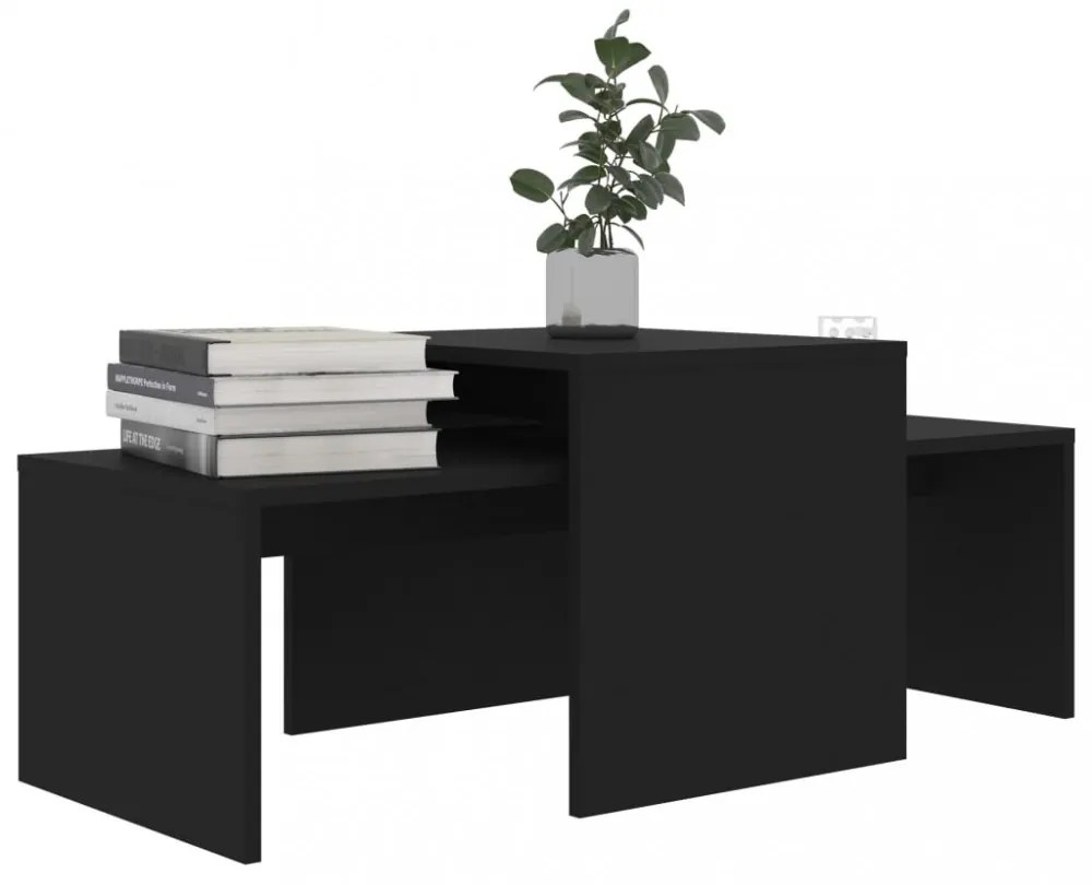 fekete szerelt fa dohányzóasztal szett 100 x 48 x 40 cm