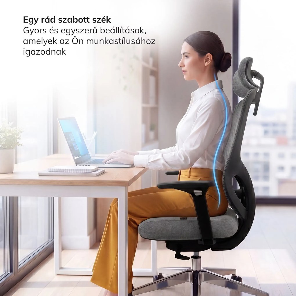 Ergonomikus hálós irodai szék sötétszürke AXIS