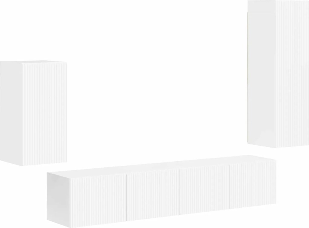 vidaXL TV szekrény garnitúra 4 pcs Magas Fényű Fehér Faanyag