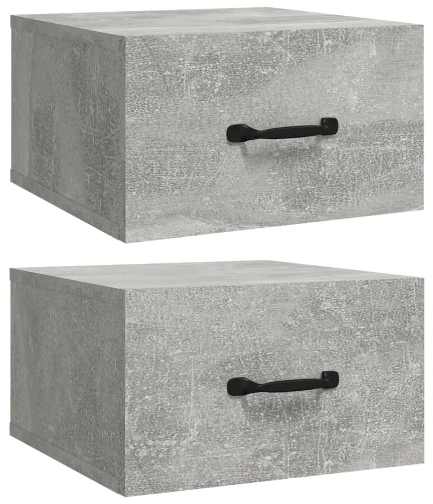 2 db betonszürke falra szerelhető éjjeliszekrény 35x35x20 cm