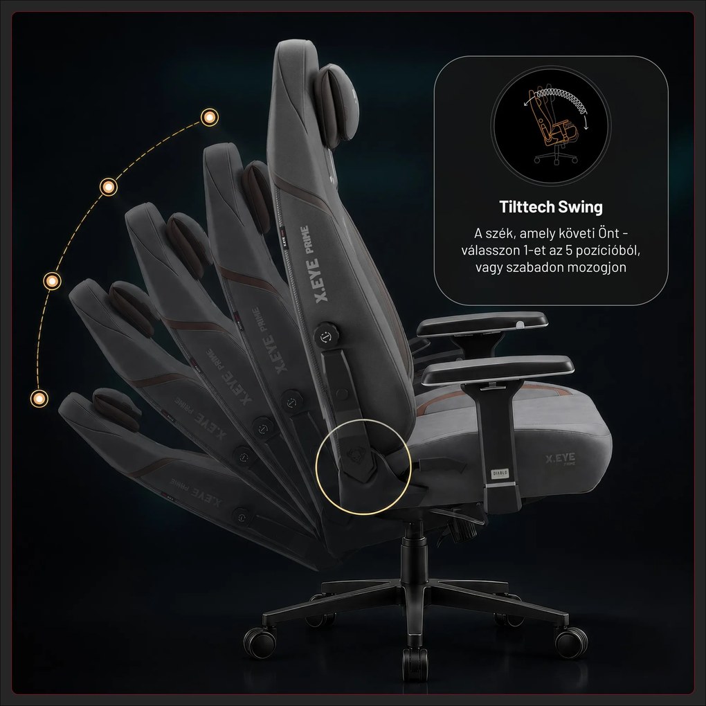Gamer szék szövet szürke, Normal: Diablo X.Eye Prime Stone Grey