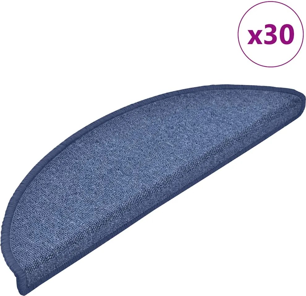 vidaXL 30 db kék félkör alakú lépcsőszőnyeg 56 x 17 x 3 cm