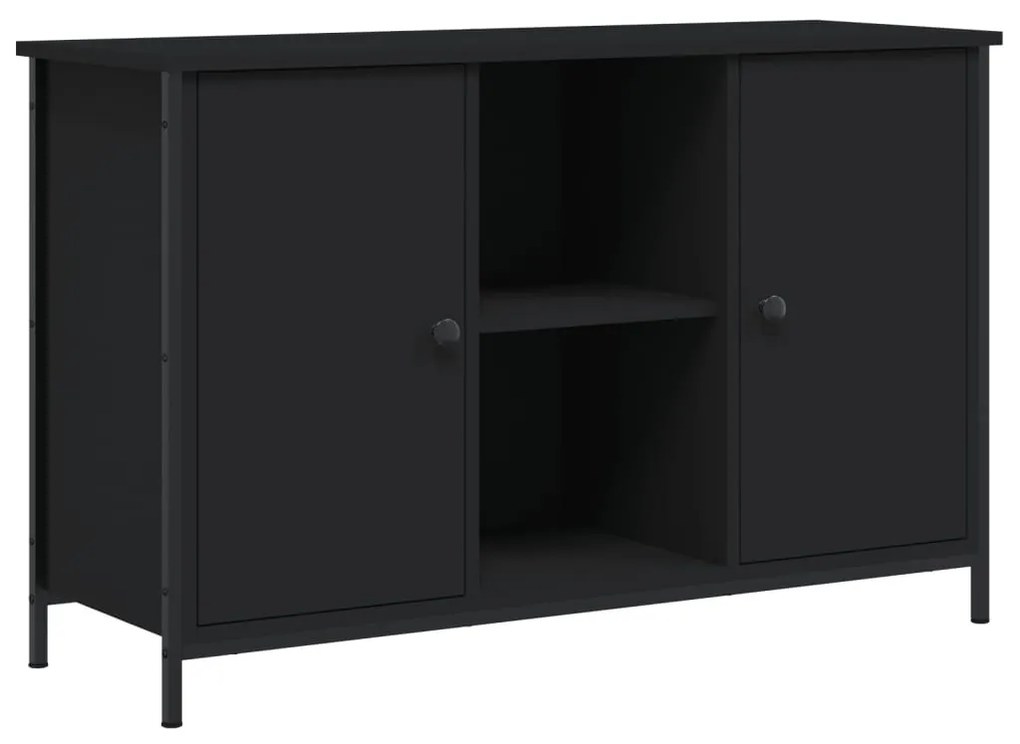 fekete szerelt fa TV-szekrény 100x35x65 cm