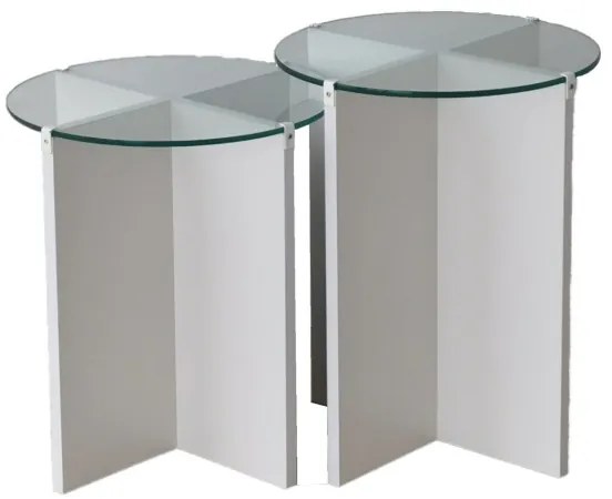 KÉSZLET 2x Kisasztal LILY átm. 40 cm fehér/átlátszó