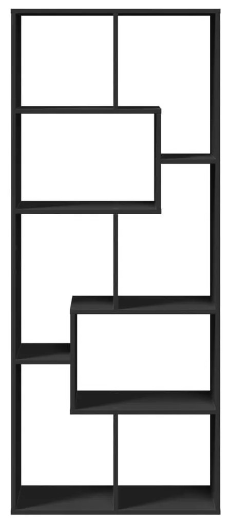 fekete szerelt fa térelválasztó könyvespolc 67 x 25 x 161,5 cm