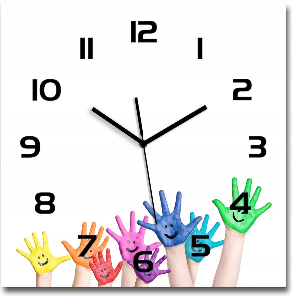 Modern üveg falióra Festett kezek 60x60cm