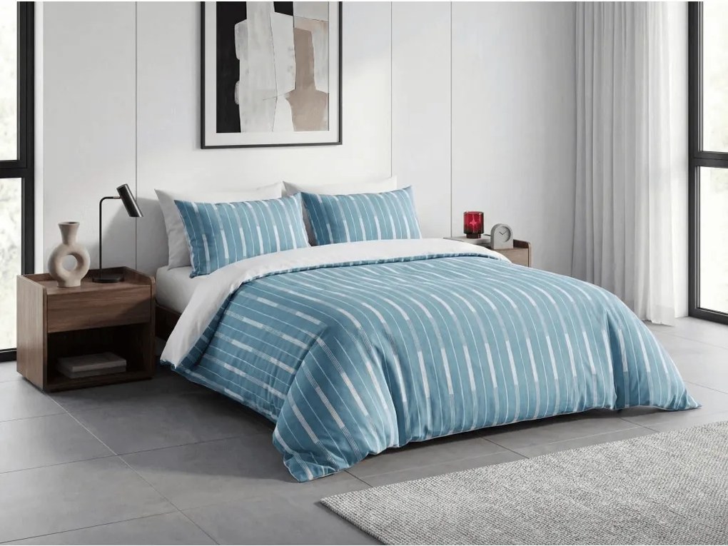 Mikroszálas flanel ágyneműhuzat STRIPELLE kék Ágyneműhuzat mérete: 70 x 90 cm | 140 x 220 cm
