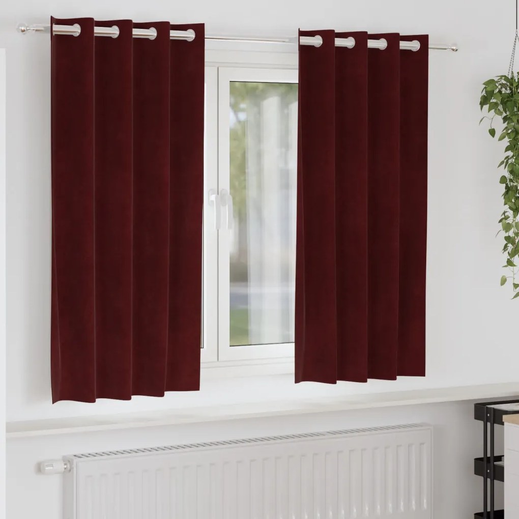 Függönyök függönyökkel 2 pcs bordó 140 x 175 cm Bársony