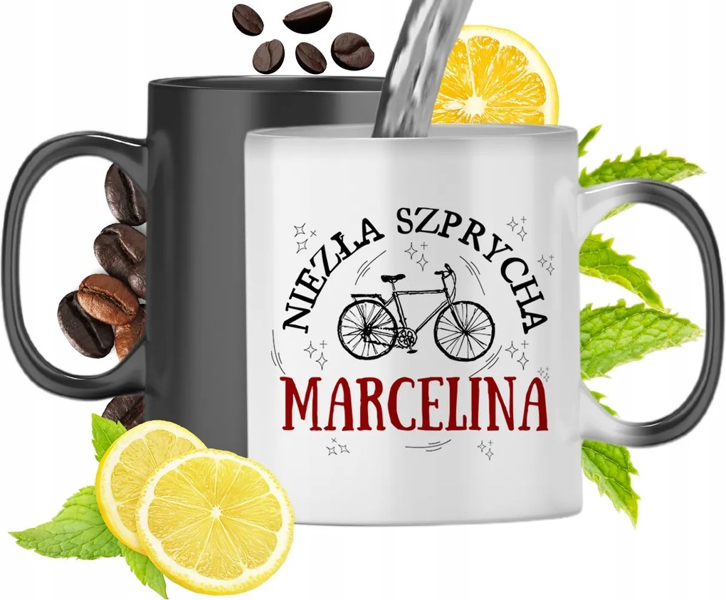 Mágikus bögre Marcelina számára Fekete matt nyomott mintával 330ml