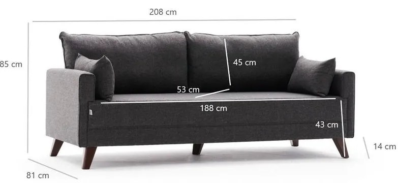 3 személyes kanapé Bella Sofa For 3 Pr - Antracit